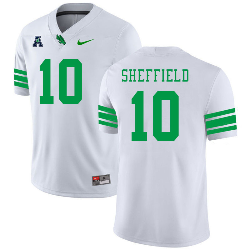 #10 DT Sheffield North Texas Mean Green College Football Jerseys Stitched-White